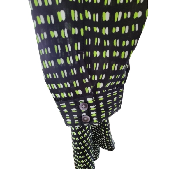 CASLON Woman's Sz M Long Sleeve Quarter Button Down Tunic Green & Black - Picture 7 of 9
